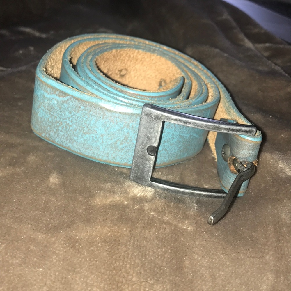 Handmade Leather Blue Belt